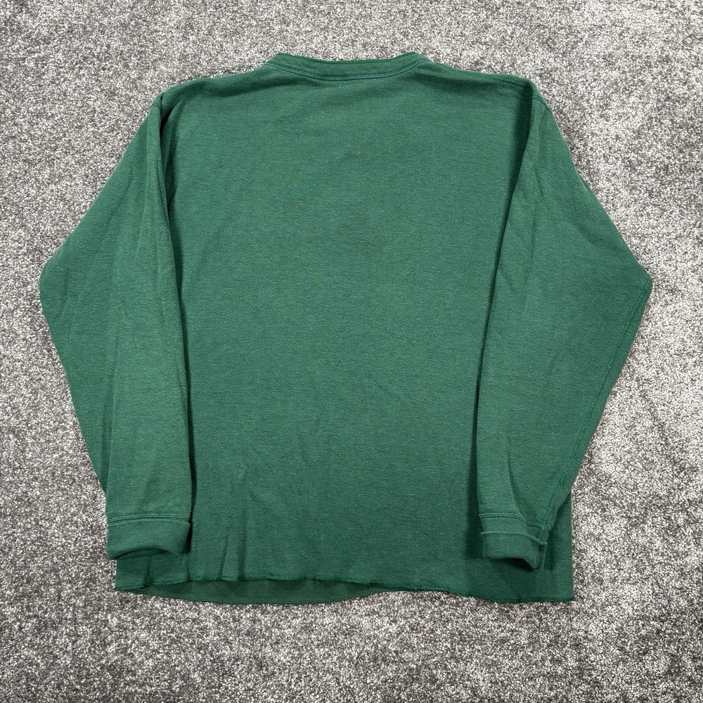 L.L. Bean Henley Two-Layer River Driver's Shirt Mens Large Green Wool Blend USA - Picture 2 of 8